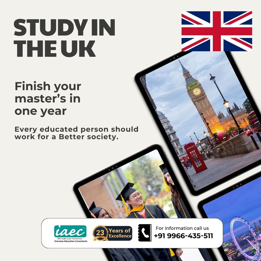𝐒𝐭𝐮𝐝𝐲 𝐢𝐧 𝐭𝐡𝐞 𝐔𝐊: UK is considered 2nd best study destination in the world.  Complete you Masters degree in 1 year. Call to IAEC Expert counselors today for the most updated information.

#StudyintheUK #masterdegree #studyabroad #abroadconsultants #IAEC