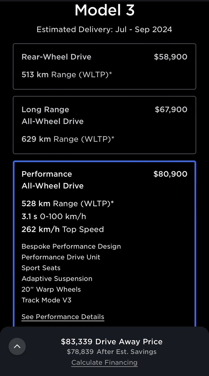 $83k on-road to do 0-100 in 3.1 seconds, in a four door sedan. What a time to be a car enthusiast. You could spend a lot more than this on an ICE car - or modifying one - and not come close.