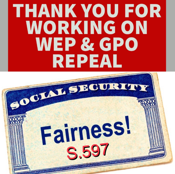 @SenStabenow As an early cosponsor of #S597 please encourage others to join you. #GPOWEPMustGo_NOW Americans affected NEED their EARNED SS to provide financial relief in retirement! Please continue to fight for a full repeal! #SSFairness_1st #EliminateWEPGPO_NOW