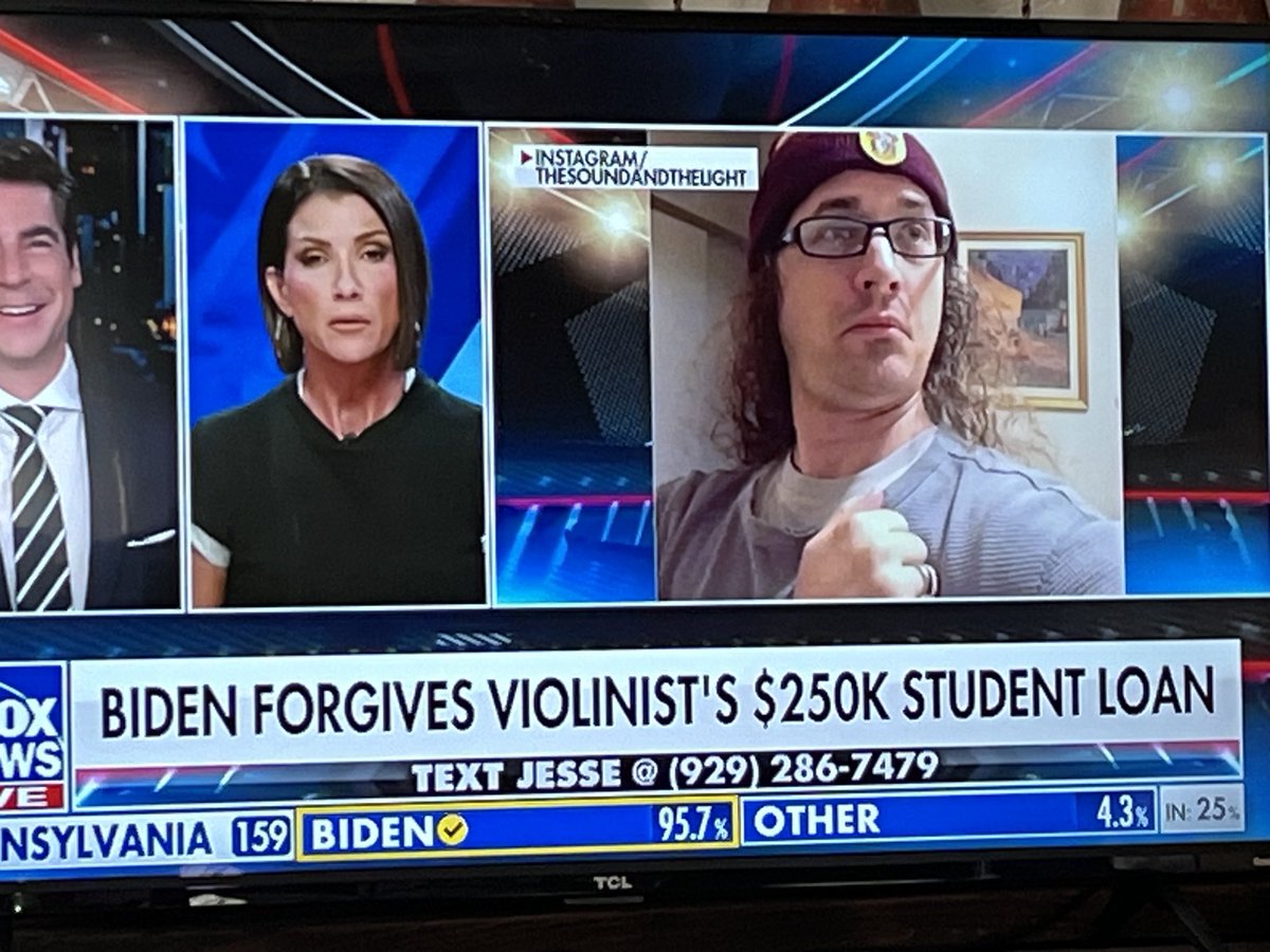 …VIOLINIST GETS HIS STUDENT LOAN PAID BY U.S. AMERICAN TAXPAYERS AFTER 9 YEARS OF COLLEGE, 9 YEARS???????????
 
ALL THOSE FIREMAN, COPS, NURSES, WELDERS, MECHANICS & BUS DRIVERS THAT COULDN’T SEND THEIR KIDS TO COLLEGE PAID THOSE WHO DID, 

PATHETIC BULLSHIT FOR VOTES?