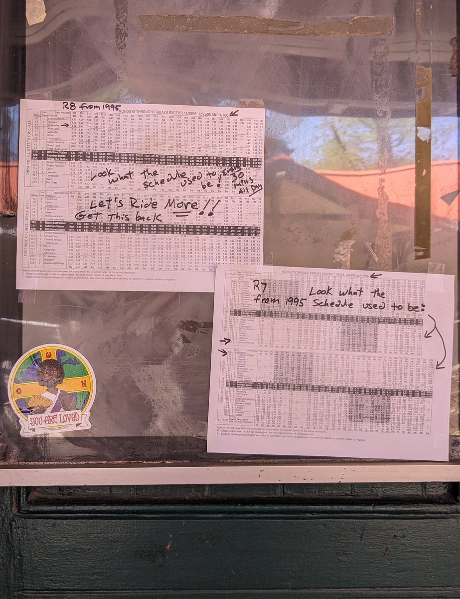 dmtrubman's tweet photo. Love to see someone post old SEPTA Regional Rail schedules at Saint Martins station demonstrating that not only is significantly more frequent service possible, but it was a reality not too long ago!

We need SEPTA to make the Reimagining Regional Rail project a priority. https://t.co/3CATzNLHUk