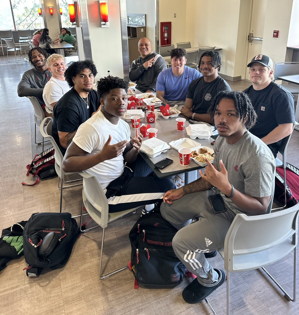 Today our room earned a “Juice Award” and the “Man in the Arena” thus a quick celebration meal in the CUB after position meetings #GoCougs