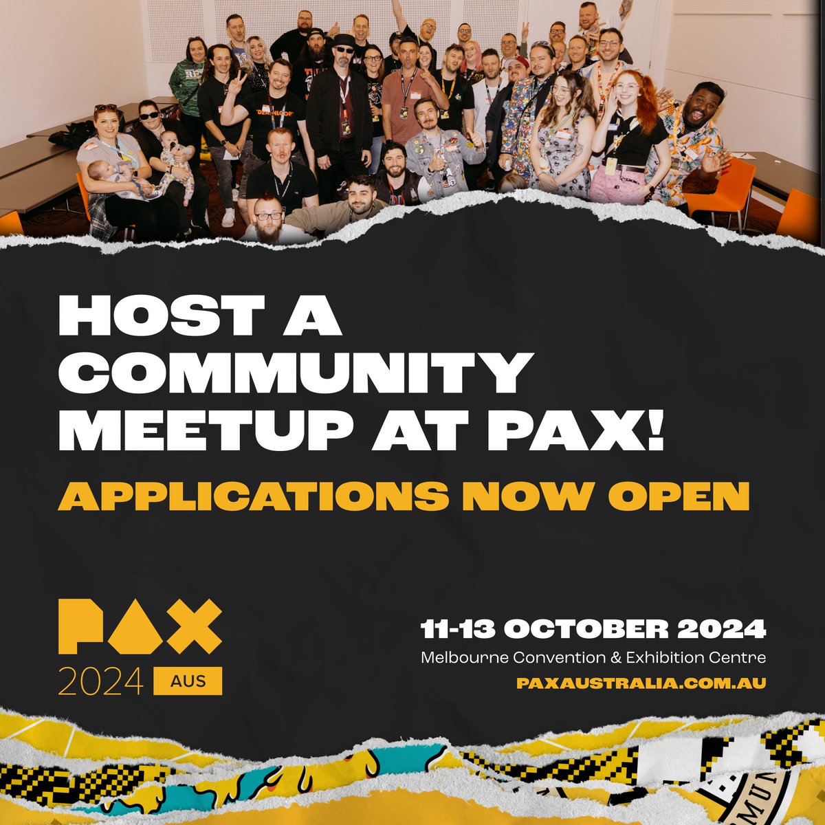 One of the best parts of #PAXAus is getting to hang out with the people you love! What if we told you there was a way to hang out with them and celebrate the things you love too! Interested in hosting a community meetup at PAX this year? forms.gle/ZxEX9FSz81pKtT…