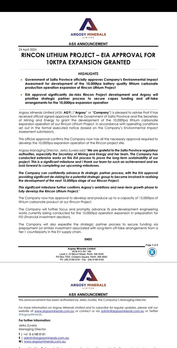 Argosy Minerals Ltd tweet media