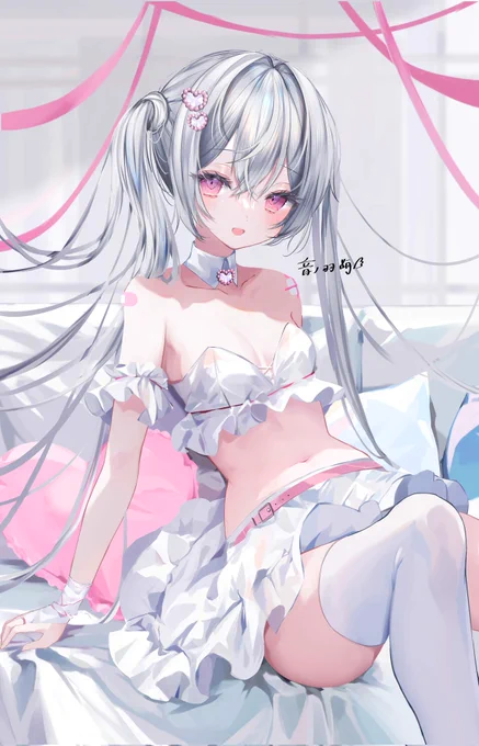 #私はこういう絵師です見た絵師全員参加白ピンク水色系が好物です 