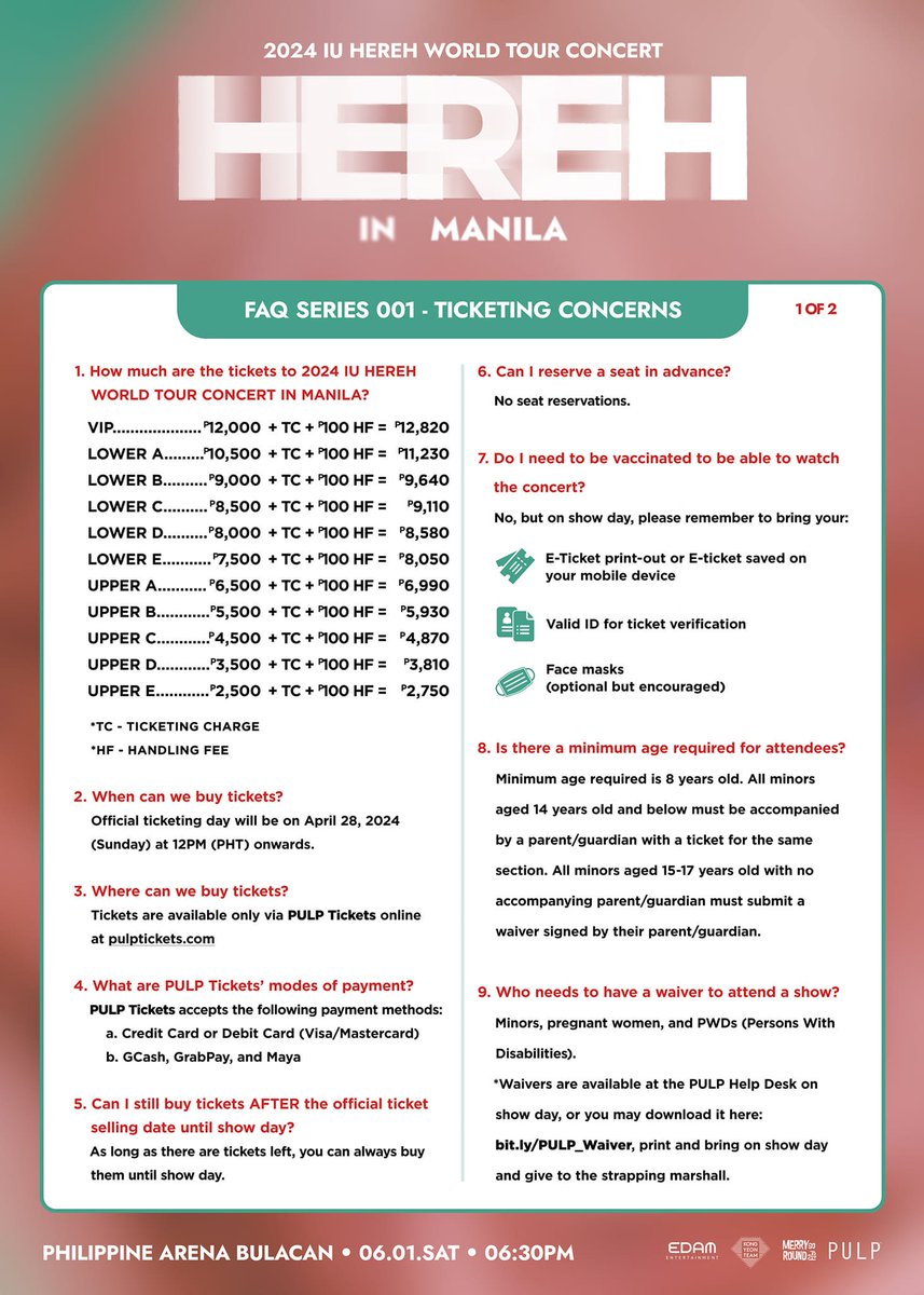 licmoboz's tweet photo. 📷2024 IU H.E.R. WORLD TOUR CONCERT IN MANILA(BULACAN)📷

📷Online Ticketing Assistance📷
JUNE 1 | Sat | PH Arena
TICKET SELLING DATE: April 28, 12PM

-we will use you own account
-minimal assistance fee

DM ME FOR MORE DETAILS📷
#IU #HER #HER_WORLD_TOUR_IN_MANILA #IUinMANILA https://t.co/6EB51HKZNL