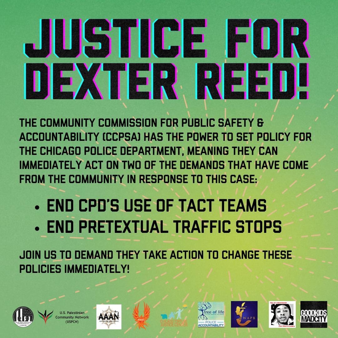 We will be showing up just the same to raise our demands for the CCPSA to take urgent action to address policies related to CPD's practice of pretextual traffic stops and the use of TACT teams! Come out!