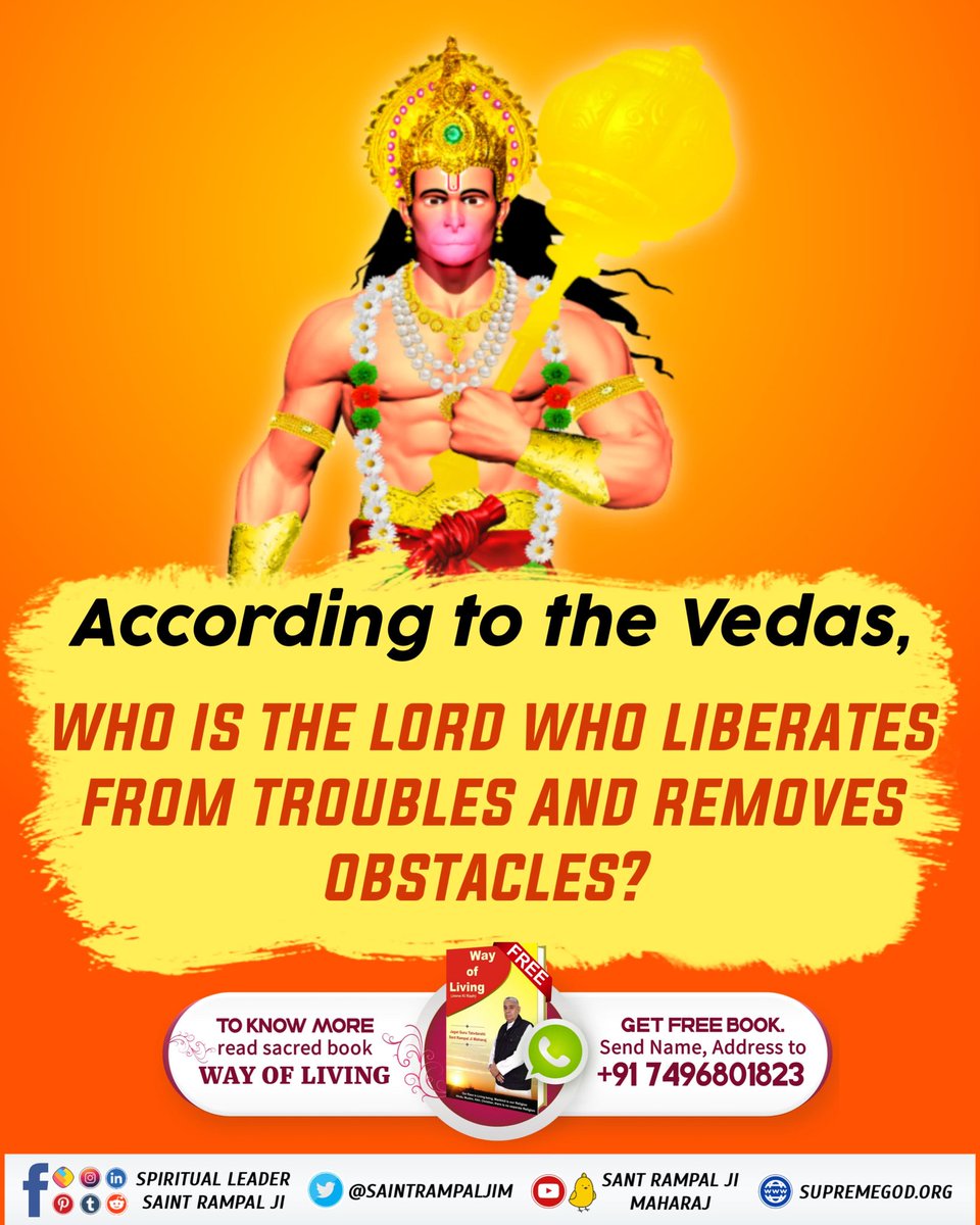 #GodMorningWednesday according to the Vedas who is the lord liberates from troubles and removes obstacles?
To know more red sacred book 'way of living' get free book & send us your name, address to below number👇🏻👇🏻👇🏻