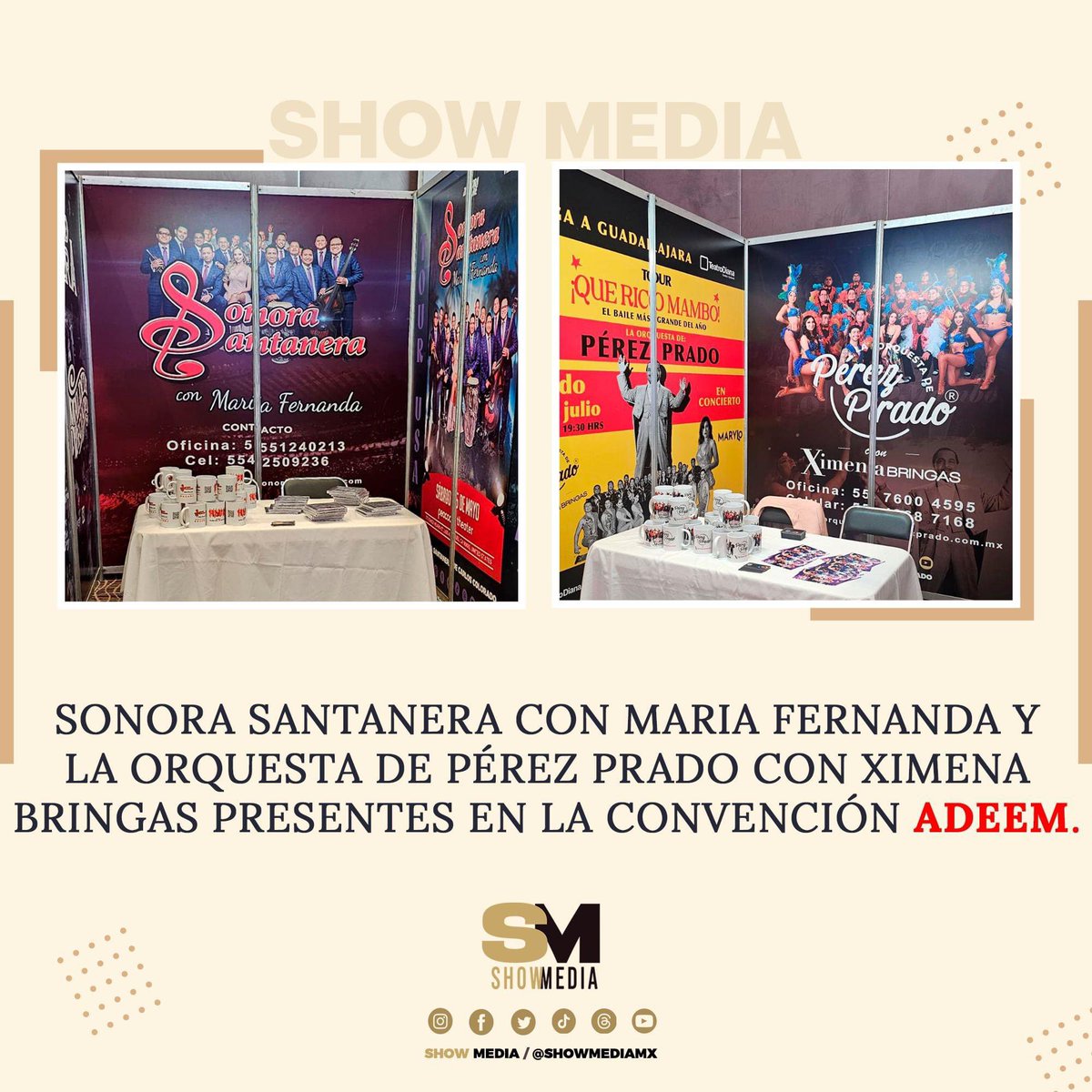 La @s_santanera con @mariferg6 y @laorqperezprado con @ximenabringasof, Talento Show Media presente en la convención @adeem_mx en Guadalajara.

#ShowMedia #SonoraSantanera #mariferalvo #laorquestadeperezprado #XimenaBringas #Guadalajara #convencion #Adeem