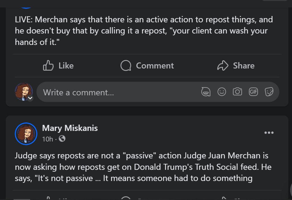 @KIKI_SRQUS @DarkMSolvent Merchan  said that IF he uses other's pieces and twists it to his advantage, it is his words and he violates that GAG order.  Click on the pictures, THE AP thread was active and they were posting right in the courtroom today.
