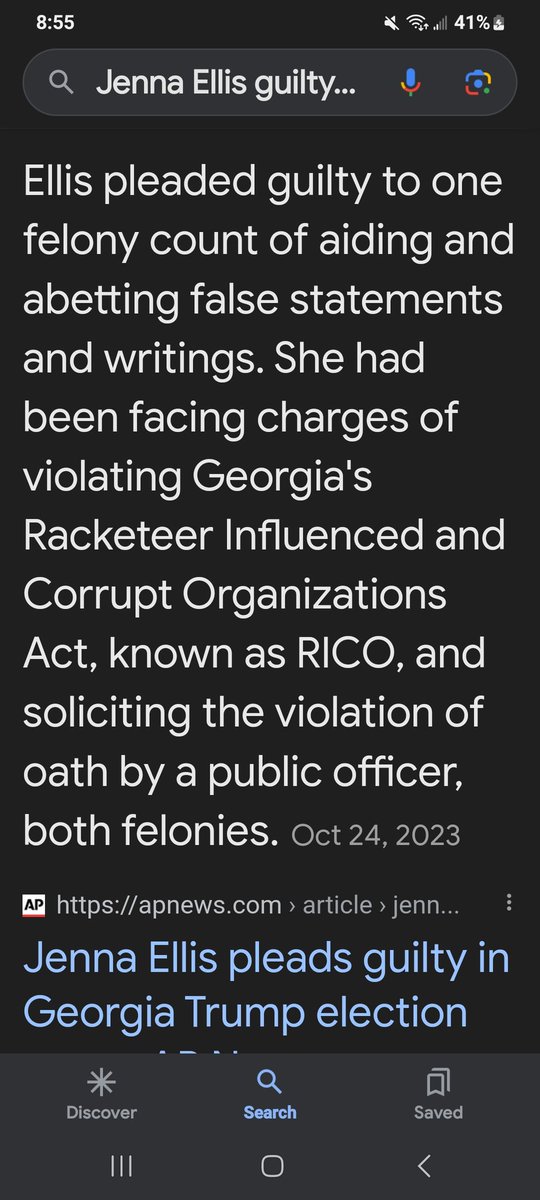 JimmayG's tweet photo. @JennaEllisEsq Did you get to keep your law license after pleading guilty to a felony, and as a convicted felony did you lose your rights to vote? I'm very curious how that works. https://t.co/8cchK1StkK