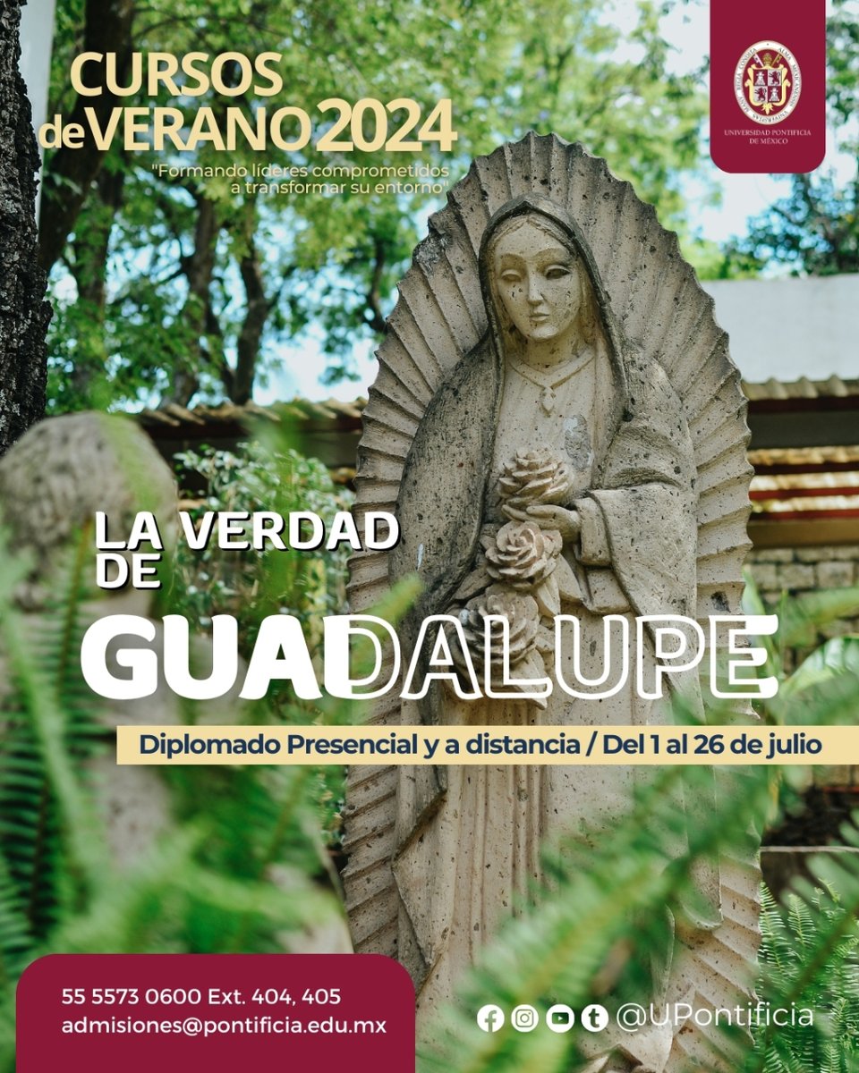 #VeranoUPM '¿No estoy yo aquí que soy tu madre?' Conoce más sobre el Acontecimiento Guadalupano desde la convergencia de sus fuentes históricas y un enfoque teológico en este diplomado. Dos modalidades: Presencial o en línea. Inscríbete aquí👉 i.mtr.cool/hnvbcwtlsu