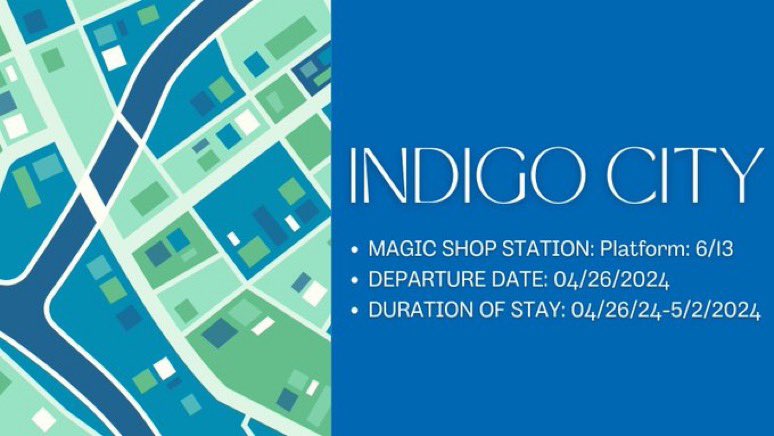 🚨ARMY!

'Report to Magic Shop Station Platform 6/13 - Destination: Indigo city!”

MAGIC SHOP STATION: Platform 6/13🚆
DEPARTURE DATE: 04/26/2024
DURATION OF STAY: 04/26/2024-5/2/2024

🔔🔊“Look out tomorrow for your exclusive #ARMYON ticket to Indigo City”

#ARMYonIndigoCity