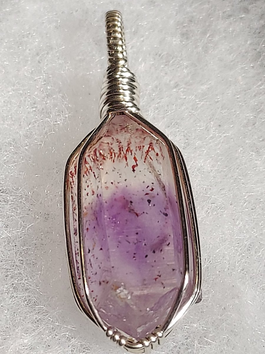 I made this Harlequin Amethyst Pendant today. (Hematite inclusions) #ThanksLoveArt #HarlequinAmethyst #CrystalPendant