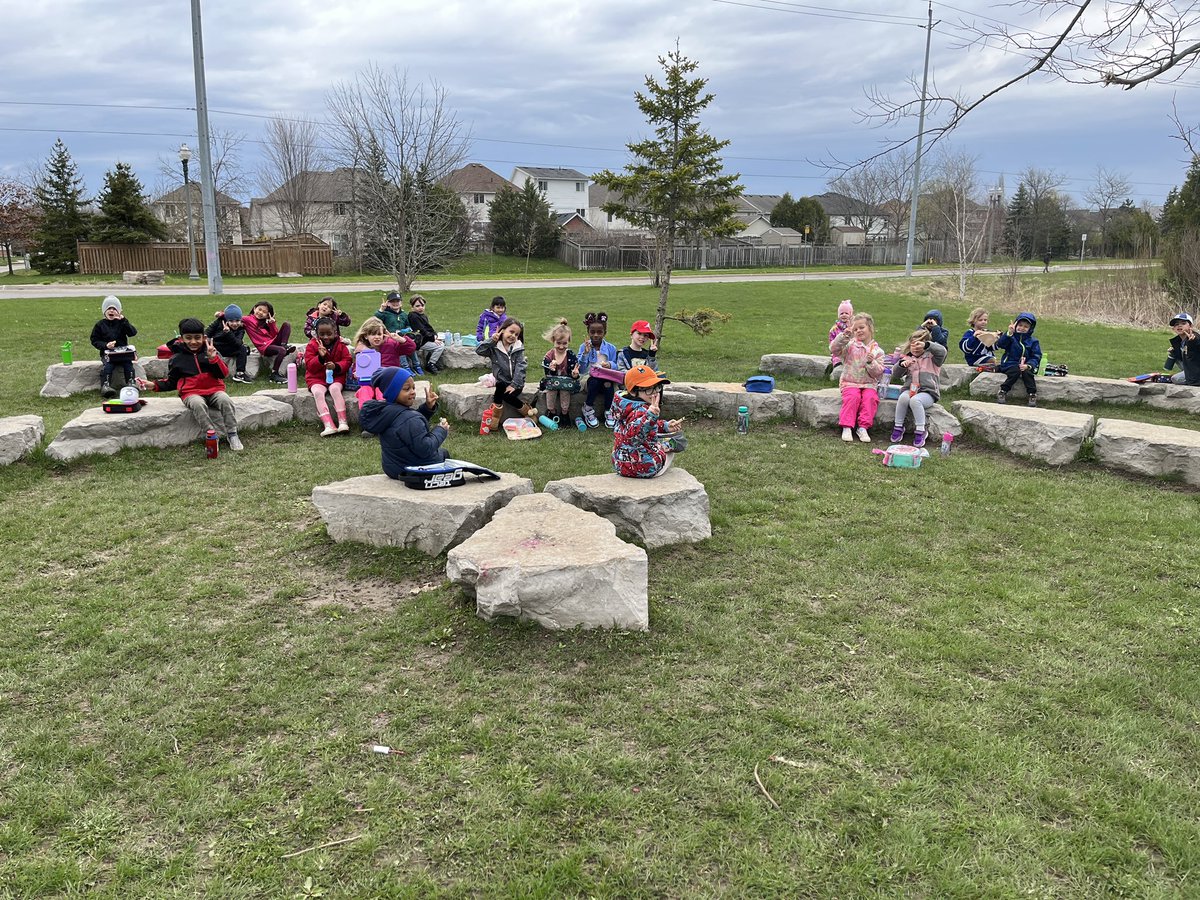 We rushed outside when the rain stopped for a bit to have snack in our outdoor classroom for National Picnic Day!