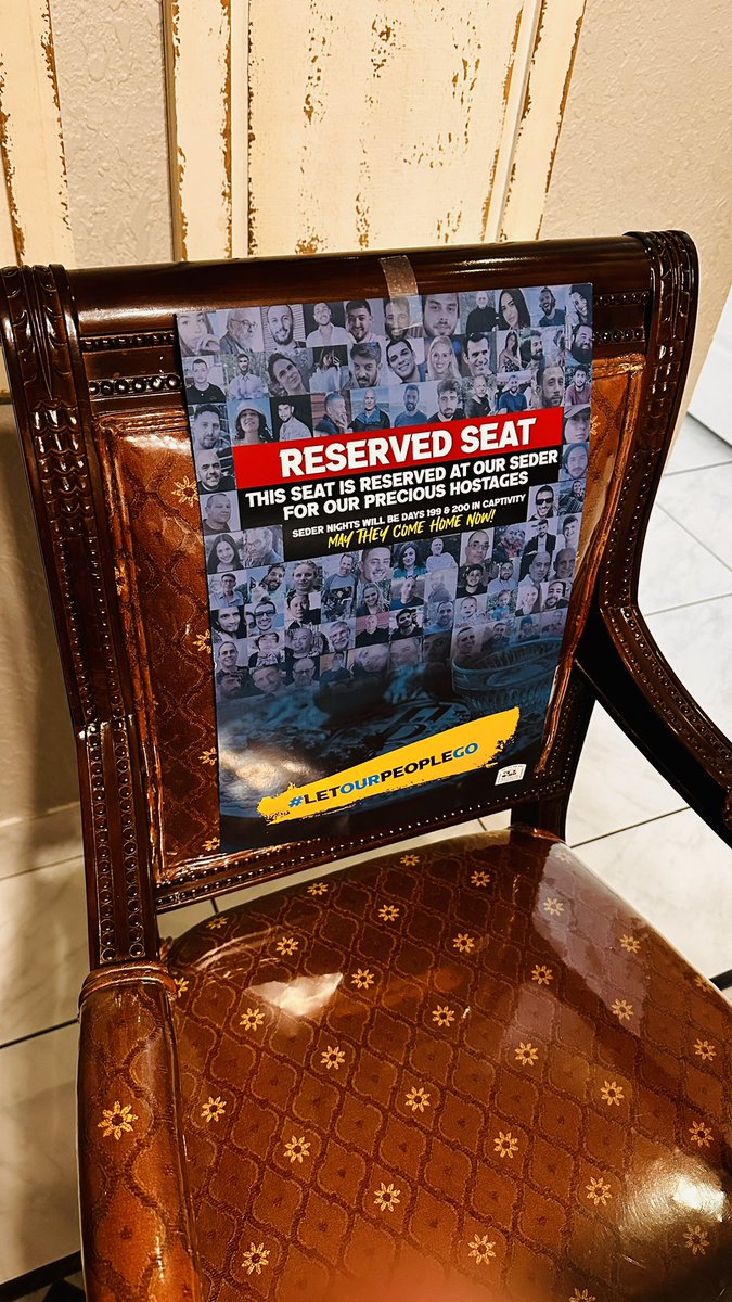 At my Seder table, we reserved a seat.

Bring them home now!

#BringThemHomeNow #HappyPassover