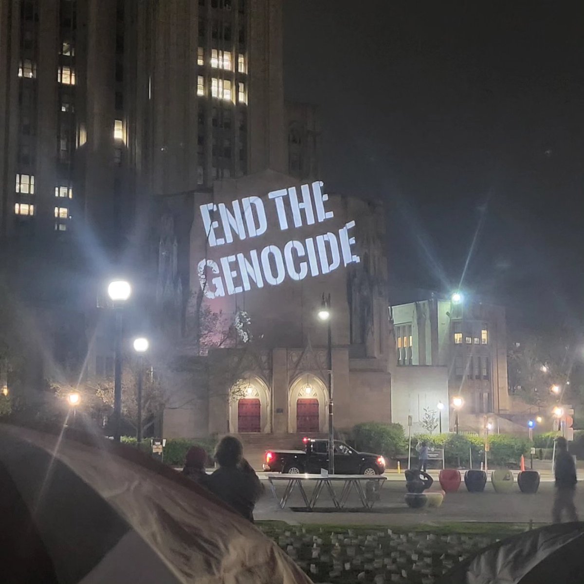 NOW, from the University of Pittsburgh encampment.. on the Cathedral of Learning, one of the largest education-related buildings in the United States.

Justice for Palestine is mainstream today.