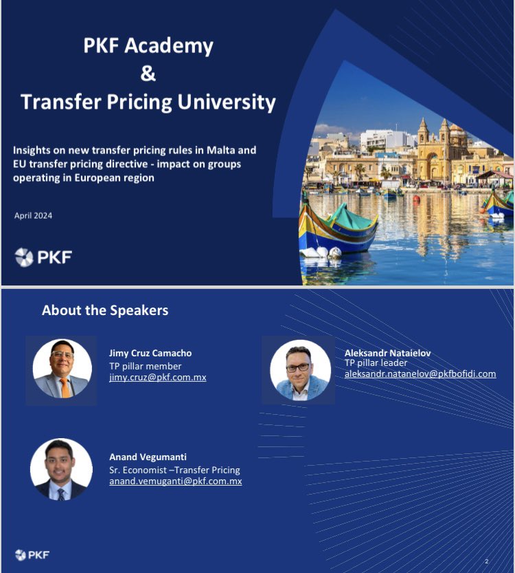 Excited to announce 📣 that I will be joining PKF Academy and #TransferPricing University this Thursday at 3:00 pm UTC + 1! 

Thrilled to share the stage with Aleksandr Natanelov and Anand V. 

Click here to learn more about this outstanding course:  lnkd.in/duPZvi5M