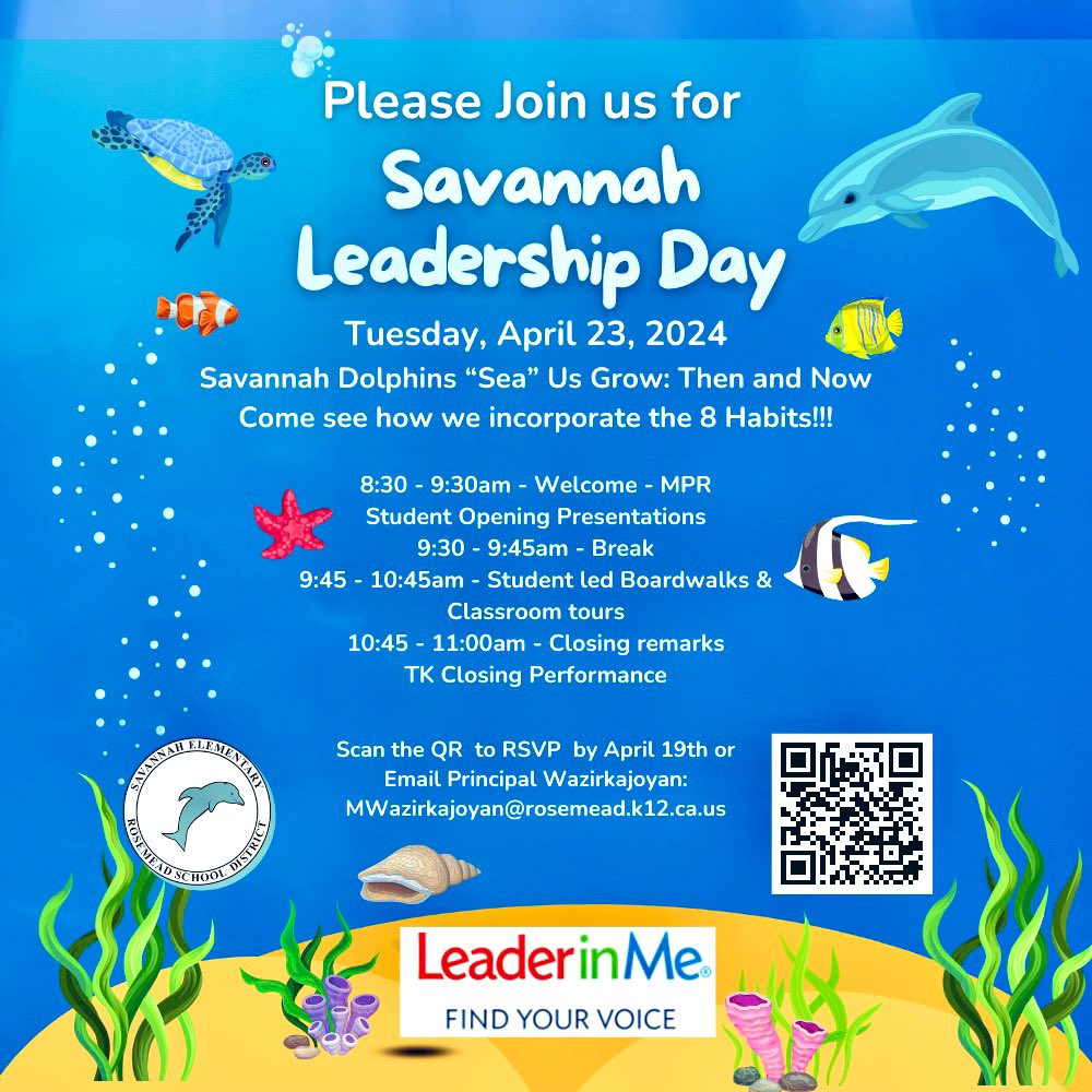 Today at Savannah 🐬Leadership Day 2024!
Our Student Leaders were beyond amazing, so proud of them!  Savannah Dolphins’ voices were heard! 🩵🐬✨ 
@TheLeaderinMe 
@CommunicateRSD
@lacoecdol