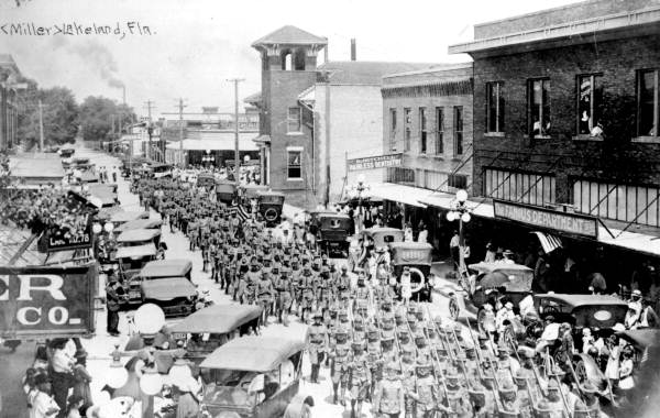 Troops marching along East Main Street - Lakeland, #Florida - 1917