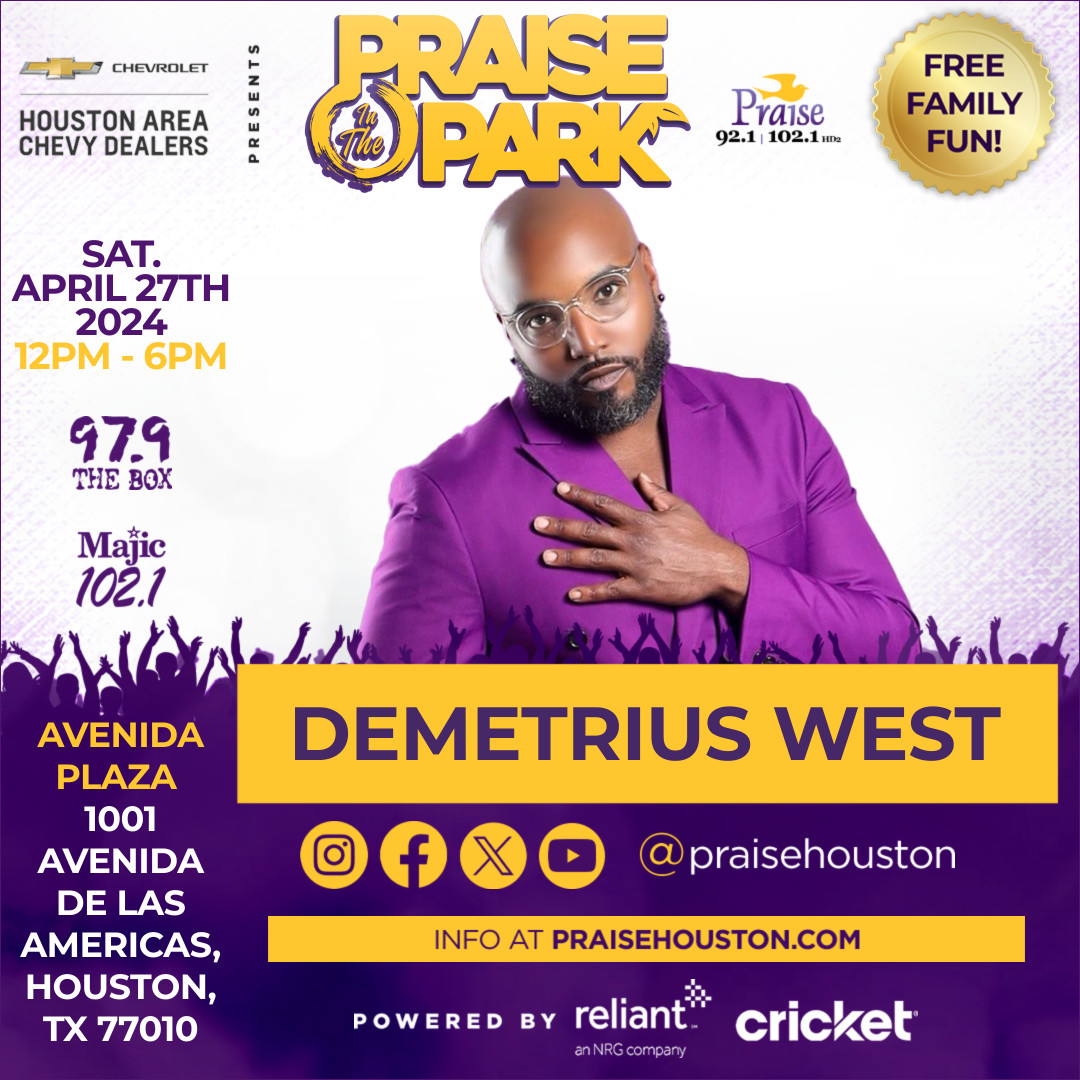 Experience a day of family, faith & fun with live performances by #DemetriusWest and the rest of our amazing lineup at #praiseinthepark 2024✨ SATURDAY, APRIL 27 at Avenida Plaza. This is a free event presented by @houstonchevy 12p-6p