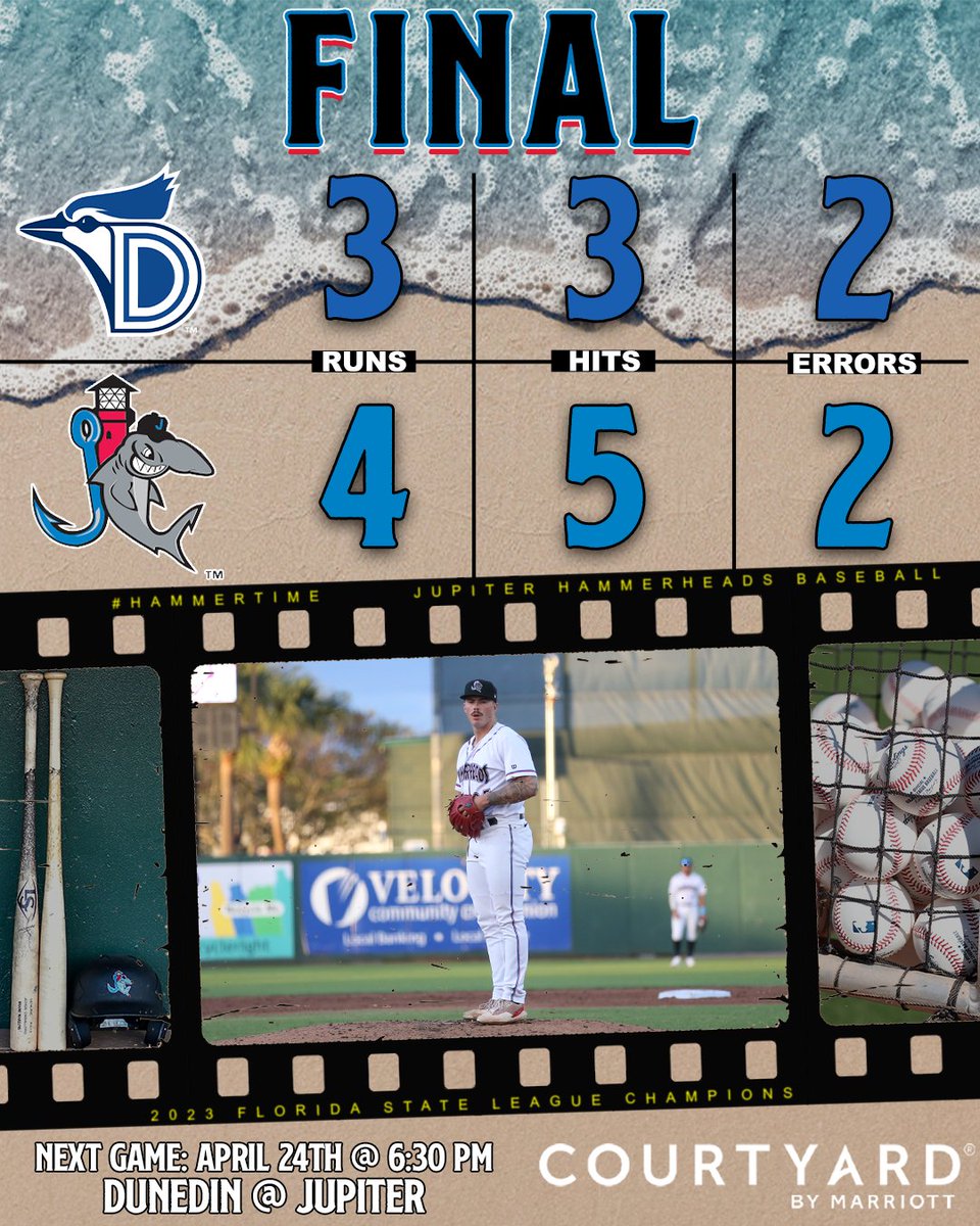 🔒 The Hammerheads' bullpen retires 25 of the final 26 batters to start the series with a WIN! #HammerTime 📰: milb.com/jupiter/news/j…