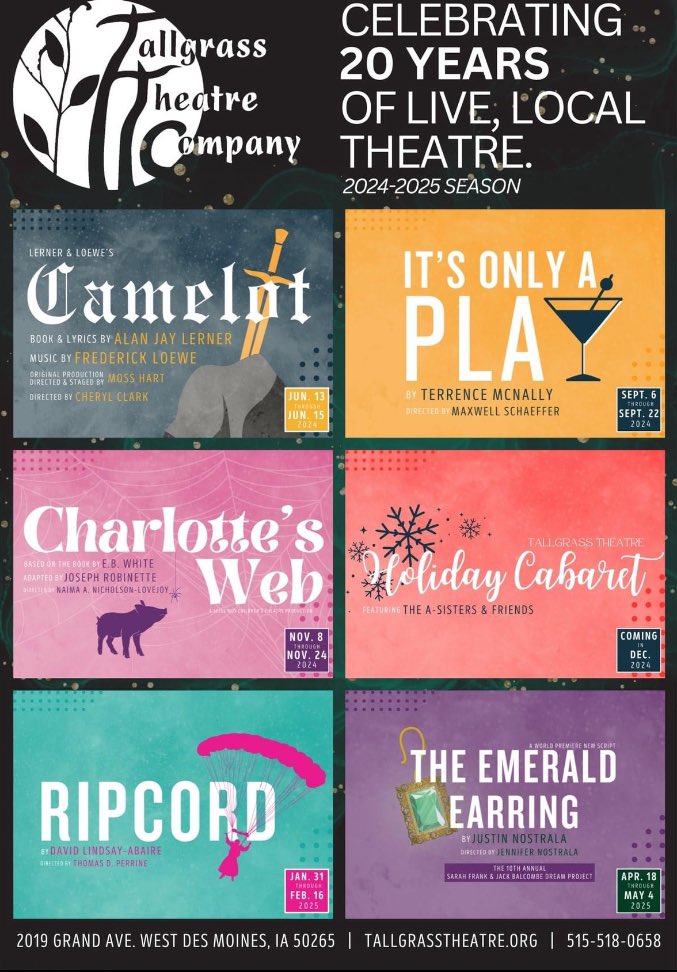 jvrstr8's tweet photo. A theatre I truly fell in love with during my time in Des Moines was @TallgrassTC Not only did they survive the pandemic, but they bought a space and built a brand new theatre out of that found space DURING the pandemic. Also, they just announced their 20th anniversary season!! https://t.co/3yUXMTngVL