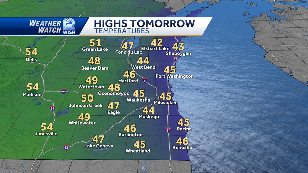 Tomorrow will feel really chilly after today's warm day.