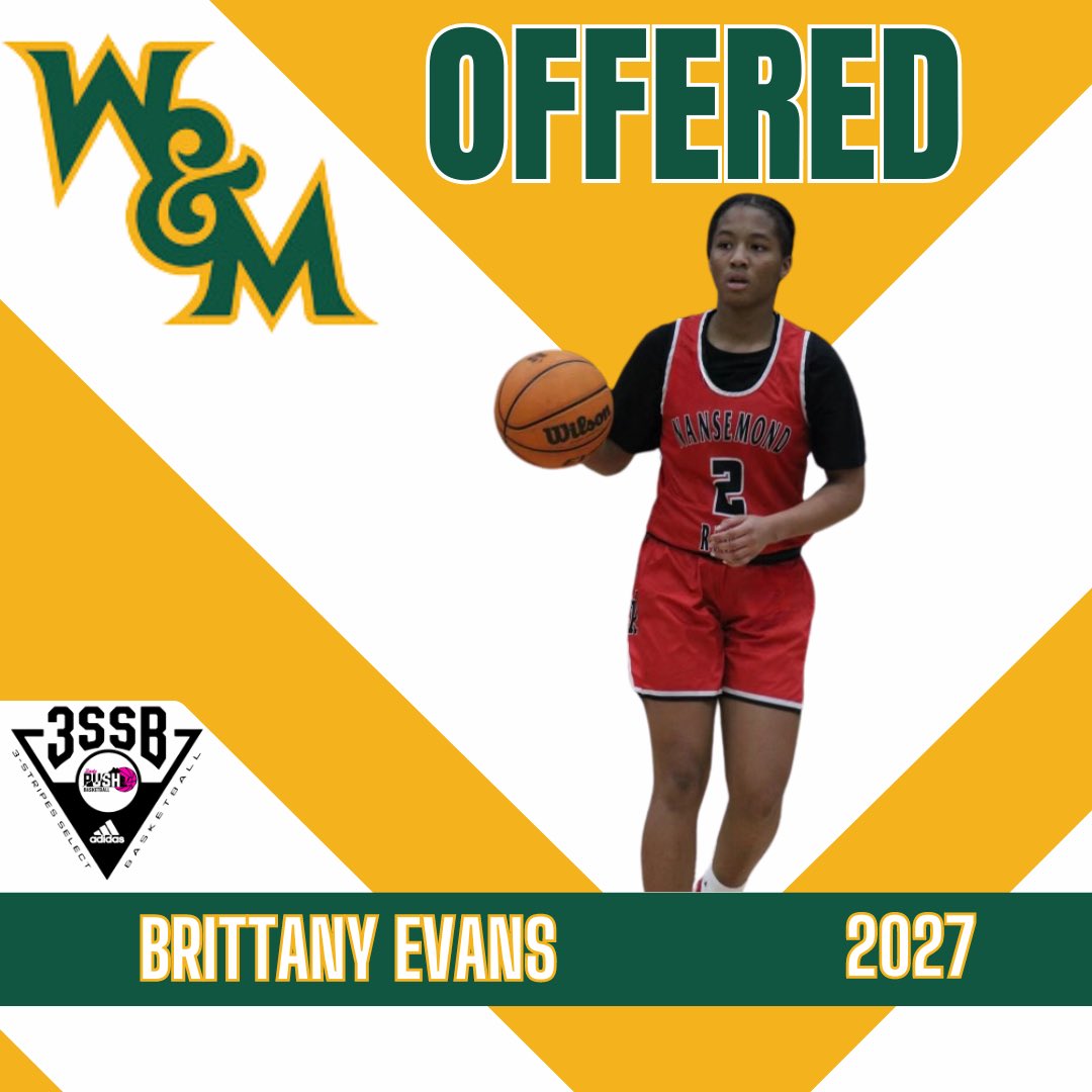 Brittevans2027's tweet photo. After a great conversation with @Coach1Nia , i'm incredibly blessed to say I have received an offer to play at the next level! Thank you so much for believing in me! @WMTribeWBB @Coach__E_ 💛🤍

@LadyPUSHVA @NansemondR https://t.co/4qTYvmyR0X