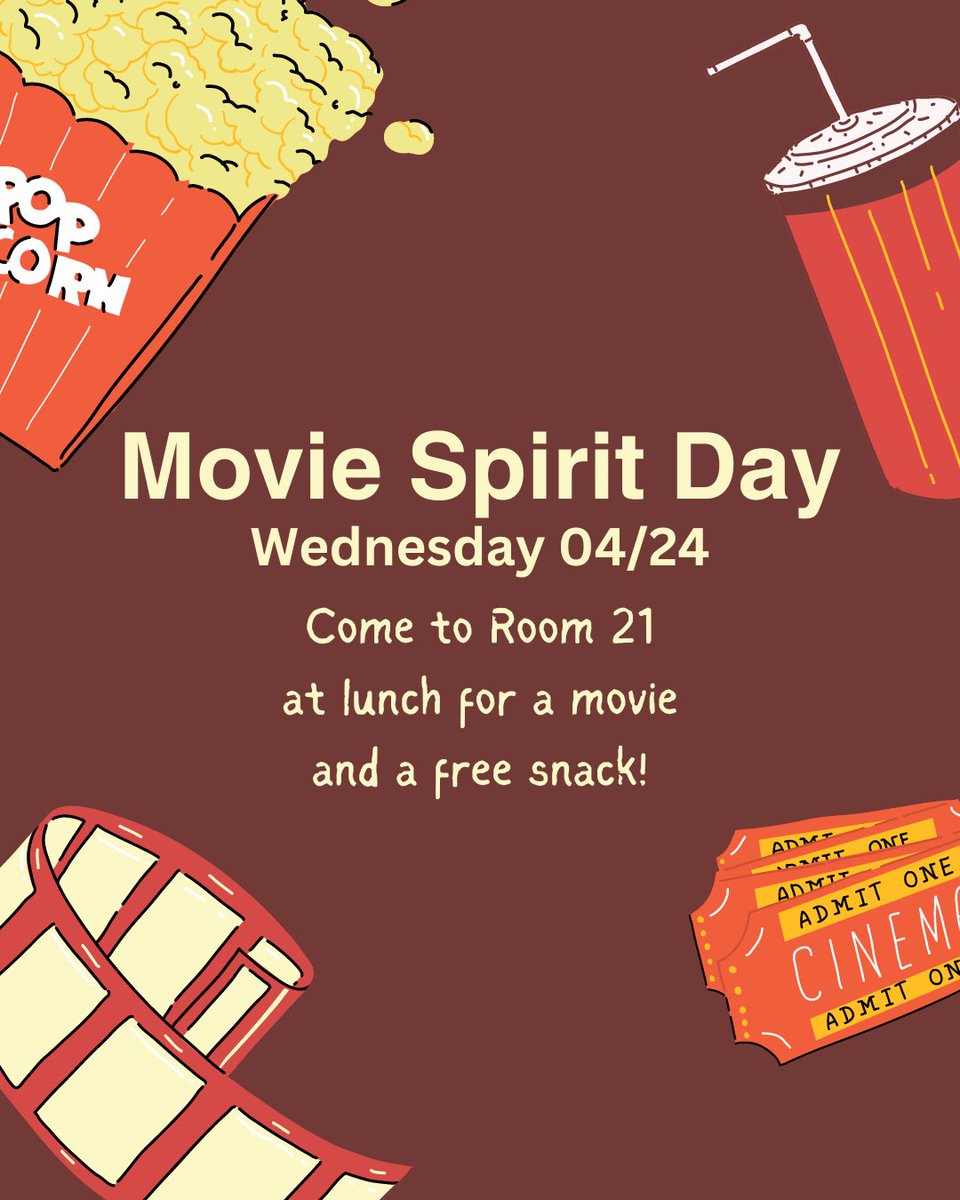 Hey Hawks! Check out this fun activity tomorrow at lunch! #wgis #walnutgrove #wcusd #asb #movietime #spiritweek #hawksrock @WalnutGroveInt @WestCovinaUSD