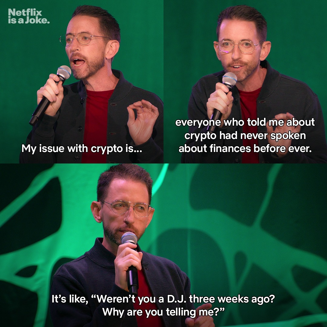 Everyone's a crypto expert. @nealbrennan 

Watch Neal's new special Crazy Good streaming now on @netflix Produced by All Things Comedy! #ATCpresents #nealbrennan #crazygood #crypto