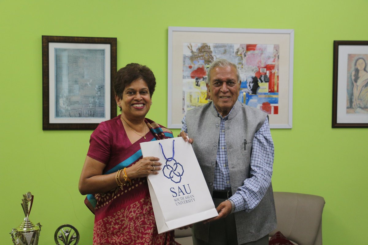 H.E. Mrs. Kshenuka Senewiratne, High Commissioner of Sri Lanka to India visited SAU on 23 April 2024 and interacted with Hon'ble President Prof. K. K. Aggarwal. They discussed areas of common interest. She expressed Sri Lanka's continuing support to SAU, given its pivotal role in