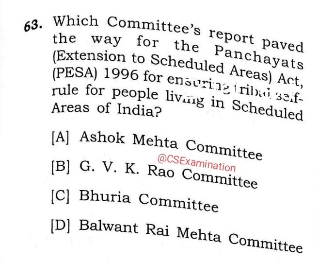 𝗝𝗣𝗦𝗖-𝗣𝗖𝗦 𝗣𝗿𝗲𝗹𝗶𝗺𝘀 𝗘𝘅𝗮𝗺 - 2024

Topic:  Polity / PESA / Committee 

Comment your answer !

#UPSCPrelims2024 #UPSC #uppsc #roaro #mppsc #ukpsc #HPSC #JPSC