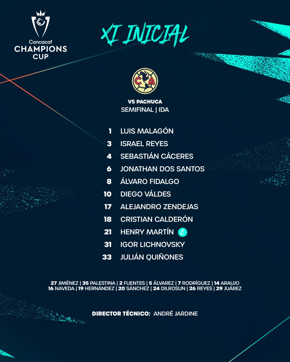 📋 ¡Así saldrá @ClubAmerica en esta noche de semifinal! 

#ConcaChampions