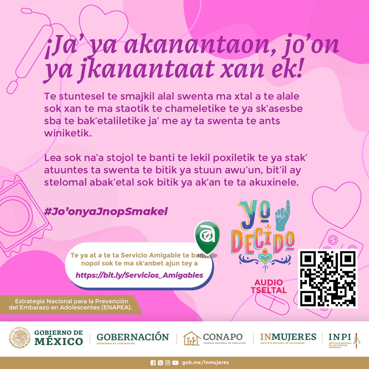mujeresgobmx's tweet photo. Descubre el poder del cuidado mutuo: Yo te cuido, tú me cuidas. Infórmate en tu Servicio Amigable más cercano sobre métodos anticonceptivos para prevenir embarazos e infecciones de Transmisión Sexual. Es gratuito y confidencial.
#YoDecido #YoDecidoPrevenir https://t.co/7JzJxicHLT