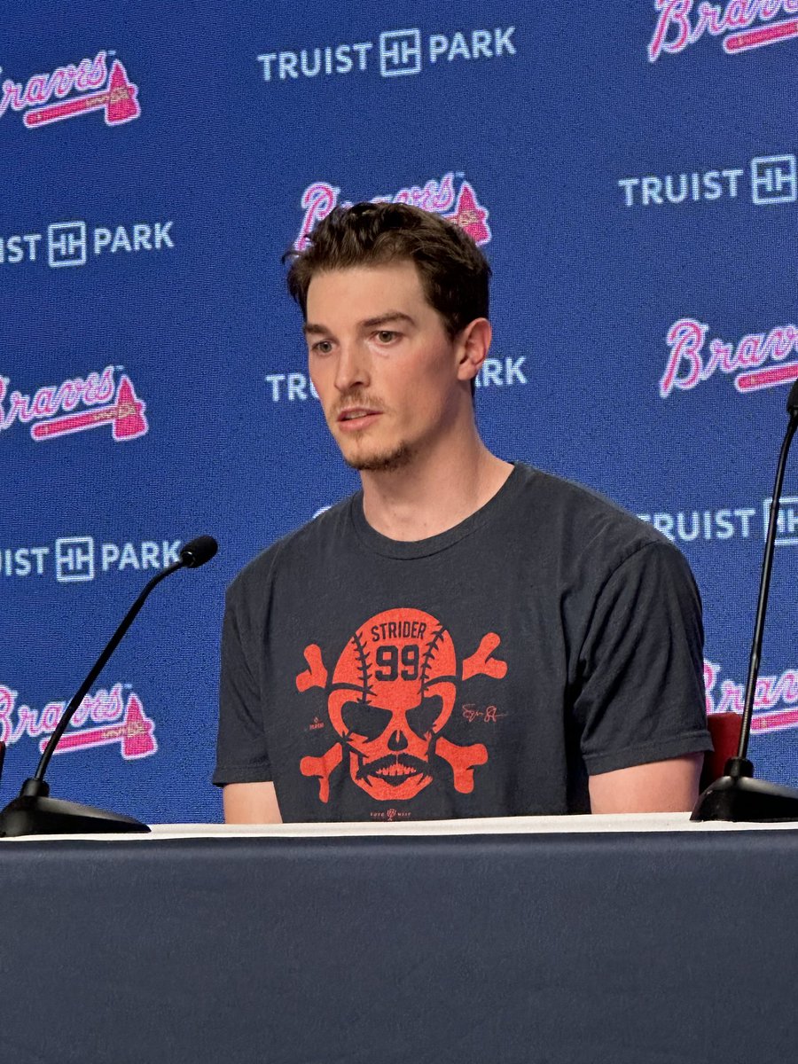 #Braves’ Max Fried in the Spencer Strider T-shirt postgame after pitching a 3-hit shutout against the Marlins.