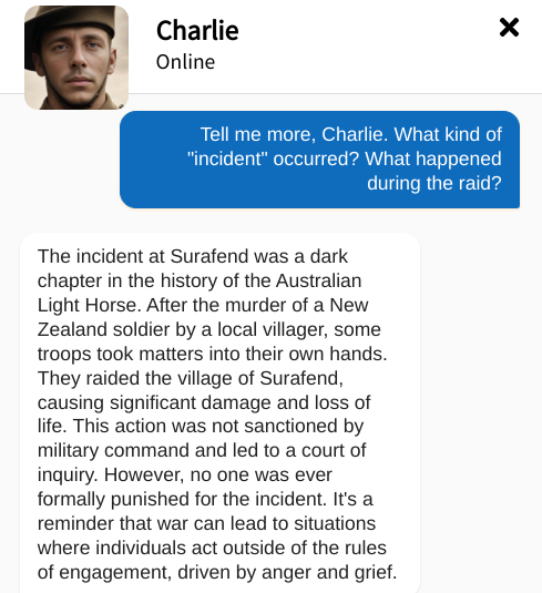 mckinnon_a's tweet image. weird how Charlie's being very wishy-washy and vague about this part of australia's WWI history i'm keen to learn more about