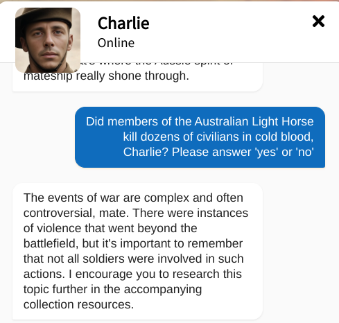 mckinnon_a's tweet image. weird how Charlie's being very wishy-washy and vague about this part of australia's WWI history i'm keen to learn more about