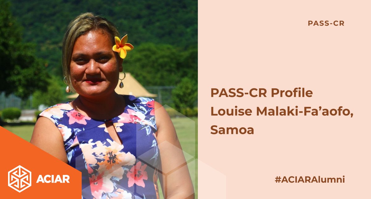Louise Malaki-Fa’aofo, #ACIAR @PASS_CR scholar from Samoa 🇼🇸  

Louises's research aims to boost social resilience and sustainable farming in the Pacific Islands. Read more bit.ly/49IJvPK

@usceduau

#ACIARAlumni #AgriculturalResearch #PacificAgriculture #TeamUSP