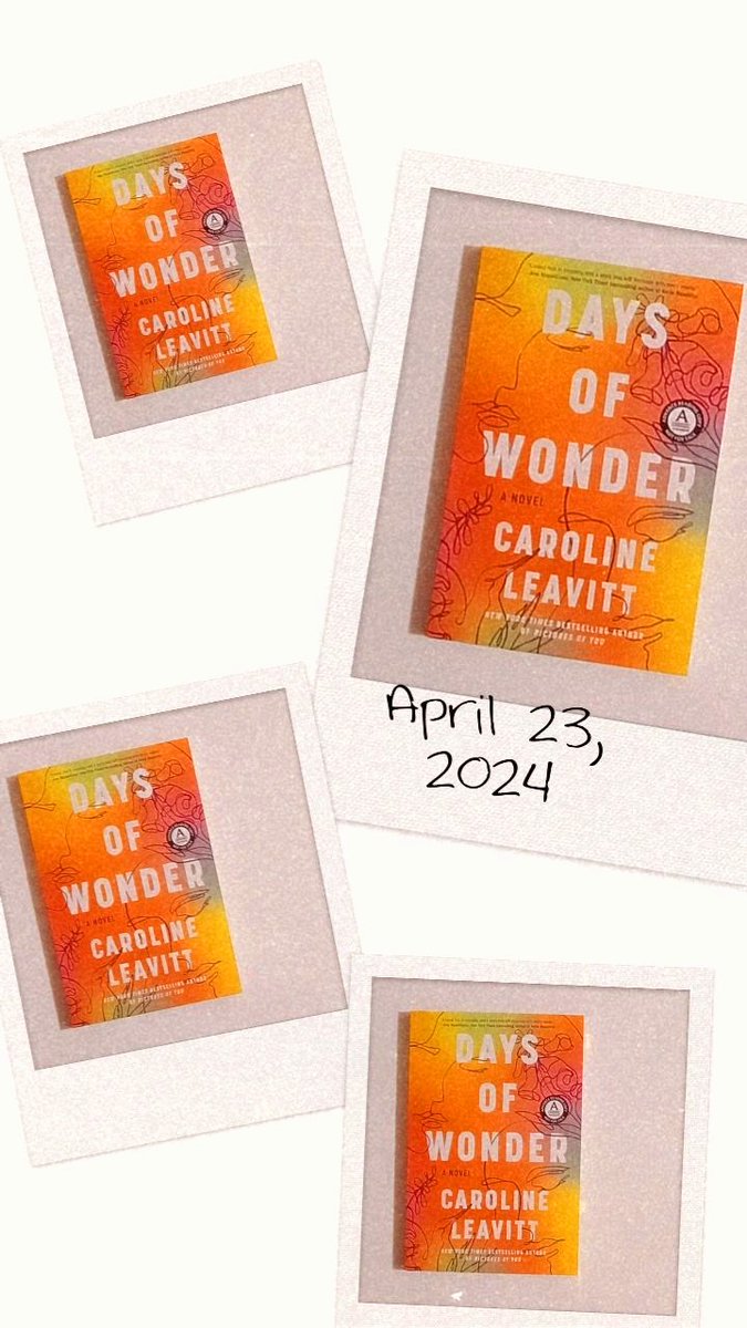 DAYS OF WONDER (@AlgonquinBooks) indeed! The inimitable @Leavittnovelist--who always writes with heart, hope, and humility—has a sublime new novel out. If you want to feel all the feels, read this book. And marvel at the magic that is Caroline. 😍📚