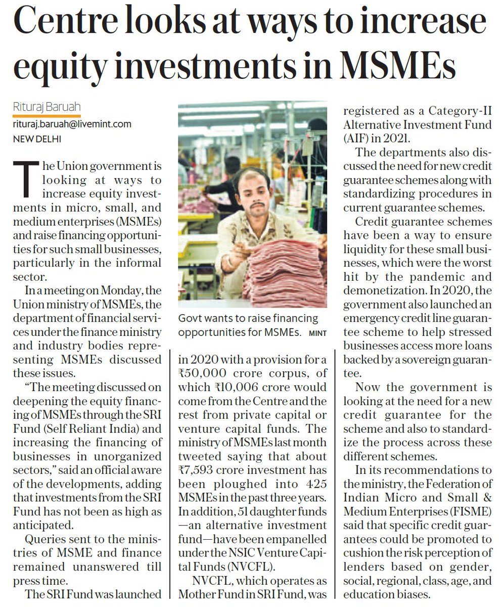 MSMEs are family owned. They don't want equity investments that dilute control. It is access to bank funding that needs to be made easier.