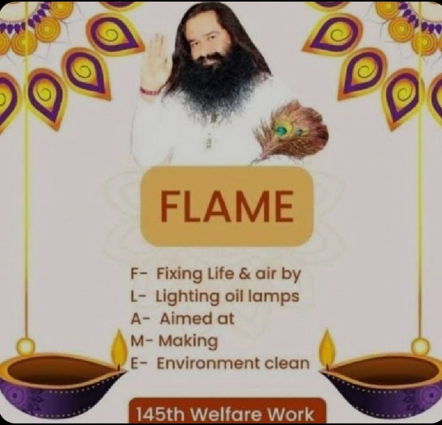 FLAME Campaing initiated by Saint Dr MSG Insan, which aims at making environment clean by enlightening oil lamps daily. Dera Sacha Sauda disciples pledged and doing it daily. #LightUpDiya
