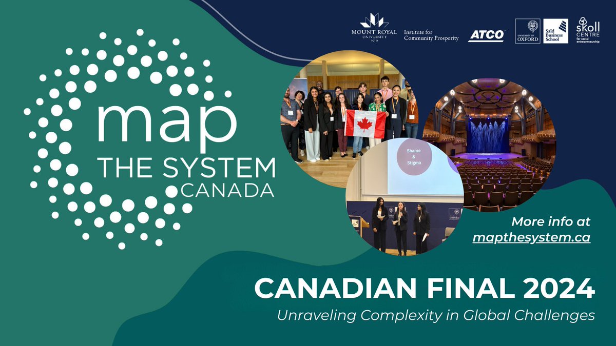 mapthesystemCAD's tweet image. ✨ Experience Systems Thinking at the Canadian Final This Summer✨

Discover insights on pressing social issues from top student teams across Canada, from education, and inequality to climate change at the Canada Final on May 27th at 9:30 MST

Register at mapthesystem.ca/canadian-final…