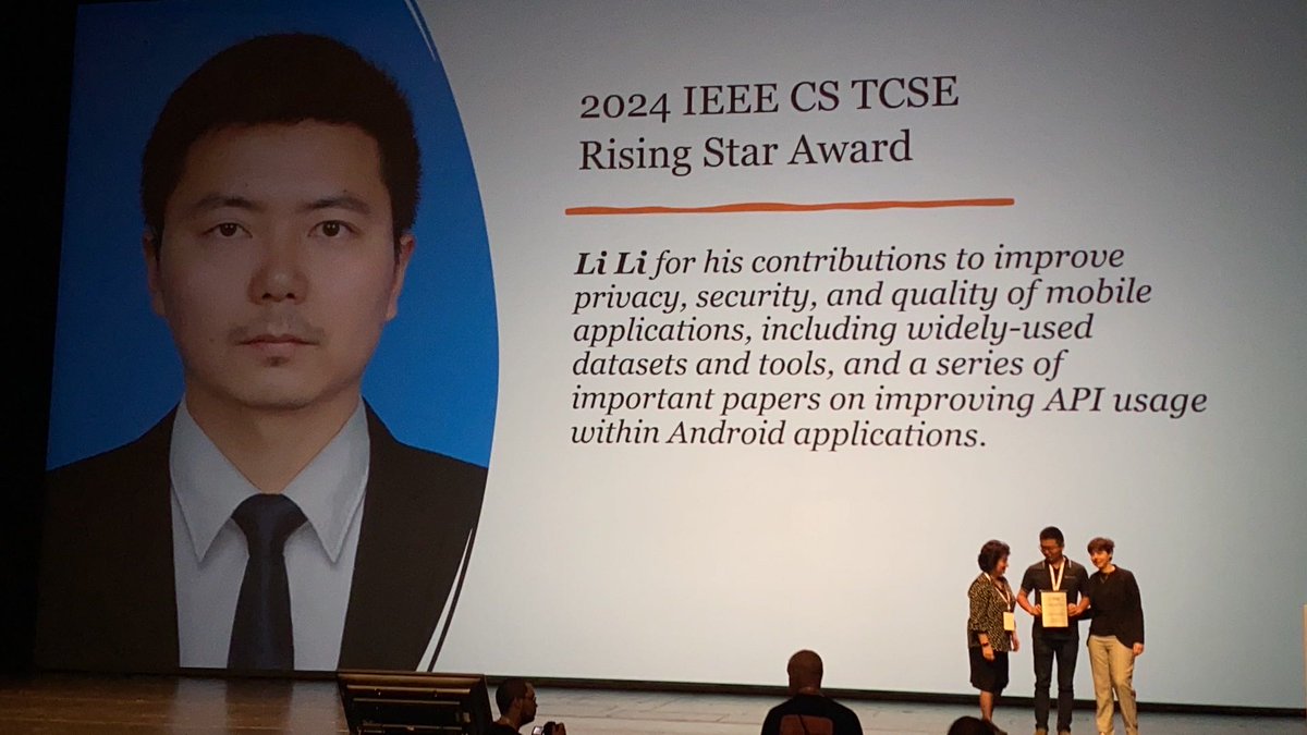 Thrilled to receive the IEEE TCSE Rising Star Award at <a href="/ICSEconf/">ICSE</a>. Would like to take this opportunity to again thank the selection committee for considering me for this award, and thank my PhD Supervisors, colleagues, PhD students, and nominators for their continuous support.
