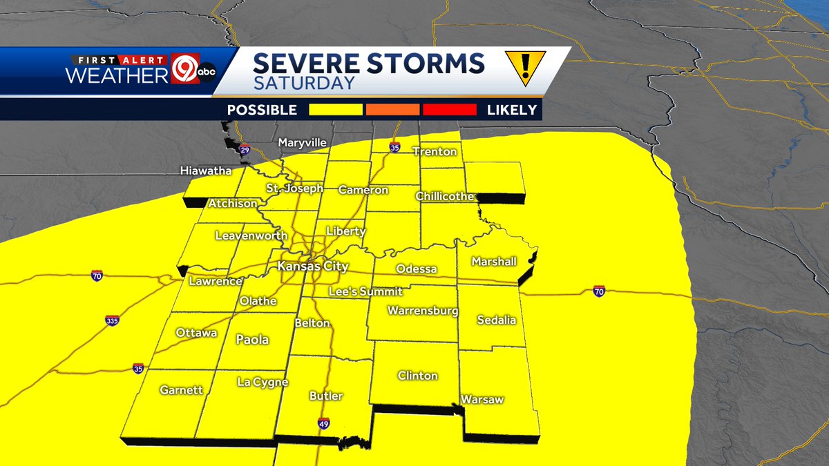 ⛈ Rounds of t-storms are on the way, starting Thursday morning. We're monitoring the severe threat for Friday & Saturday. We'll keep you posted! kmbc.com/weather @KMBC #Mowx #Kswx #Kcwx