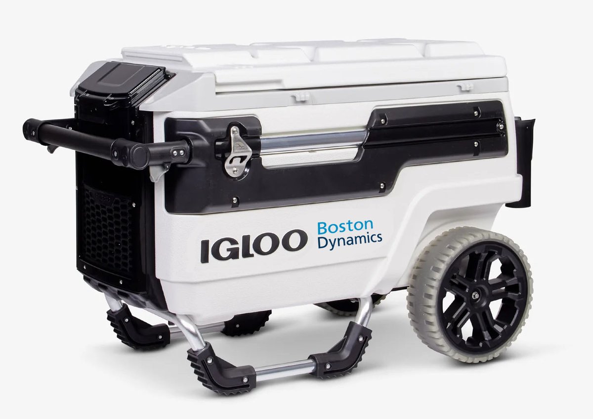 ArtySelina's tweet photo. Introducing IGLOO by Boston Dynamics!
Super simple photoshop job, but I saw this cooler in an ad and I just had to do it to 'em.
#IGLOO #BostonDynamics #Photoshop #Fake https://t.co/2PreRPuDii