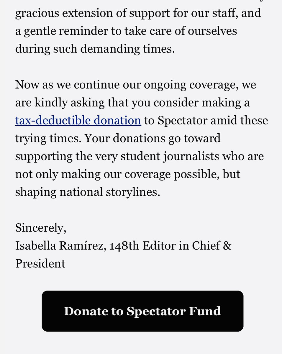 @AvivaKlompas I received this email today from Columbia Spectator asking for donations to support the students’ anti-Israel movement. Are they kidding me?