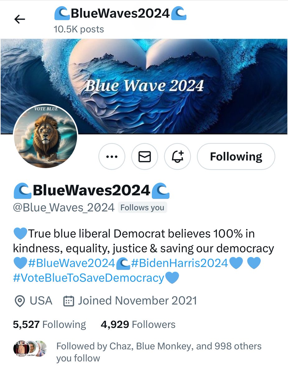 Bluewaves2024 @Blue_Waves_2024 is only 71 away from 5K 💙REPOST💙