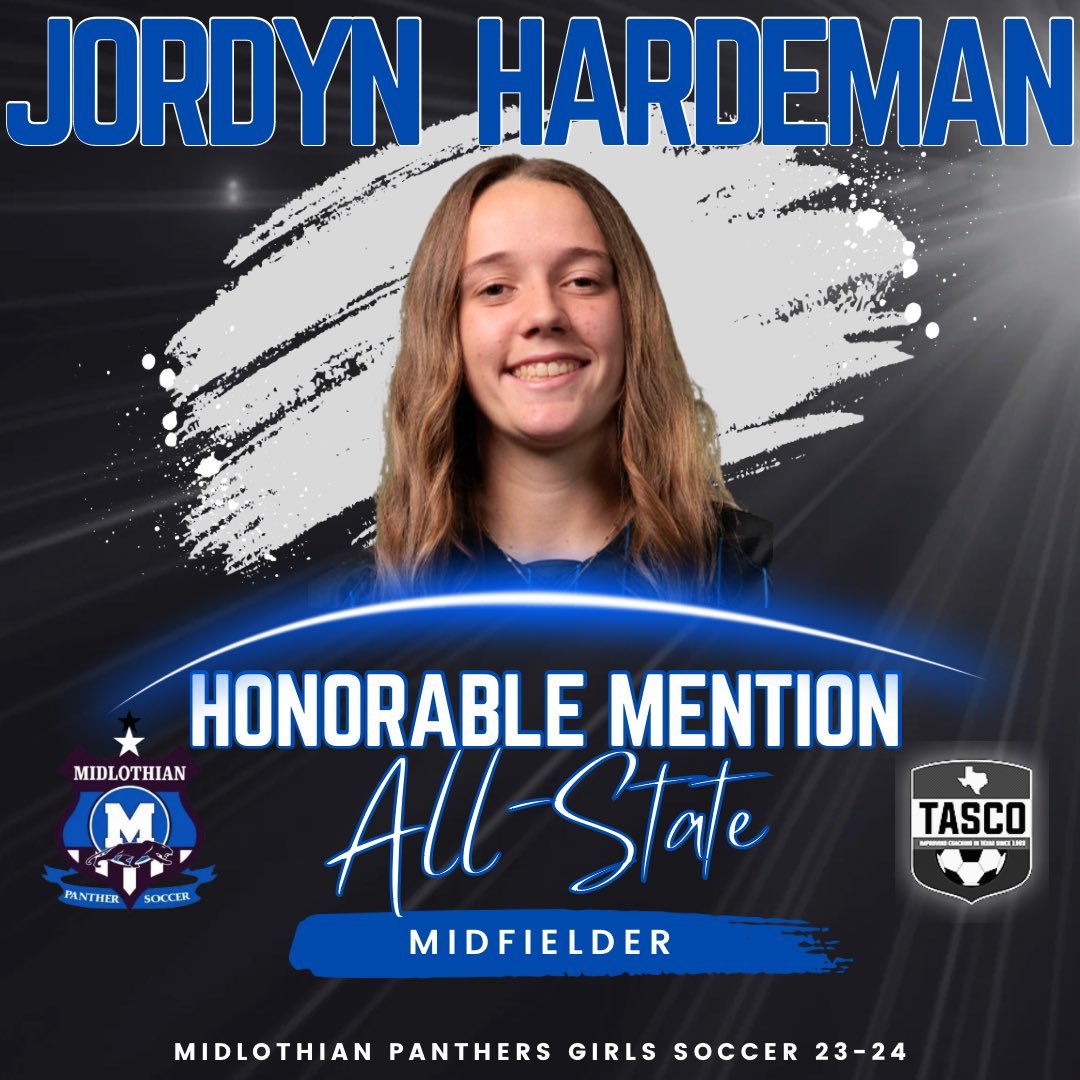 MHSsoccerBC's tweet photo. Congratulations to these MHS girls on their TASCO ALL-STATE &amp; ALL-REGION AWARDS! 

@LexiMorris05 
@JordynHardeman 
@17zaylareagan
&amp; Natalie Wagner

#MISDproud @MISD_Athletics @MHSPanthers @midlo_gsoccer @LethalSoccer @Gosset41 https://t.co/boQPNK7xfQ