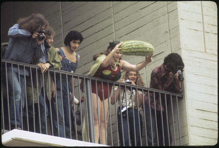 🍉 Look out below! On June 7, Revelle will celebrate its 60th Annual Watermelon Drop! Past members of the Watermelon Drop Court are invited to join the 60th Drop! Please RSVP by May 15: bit.ly/3xDdawA View more images in our Digital Collection: bit.ly/3vJ9WqM